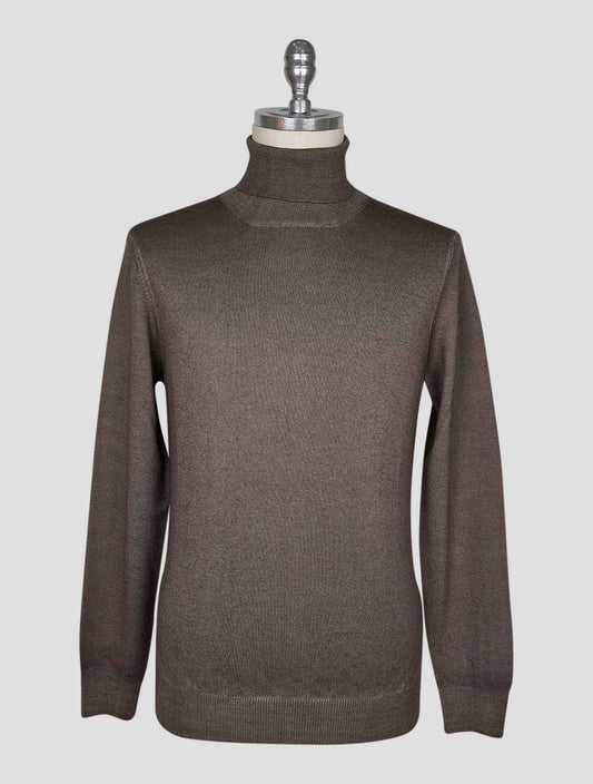 Kiton Brown Wool Sweater Turtleneck