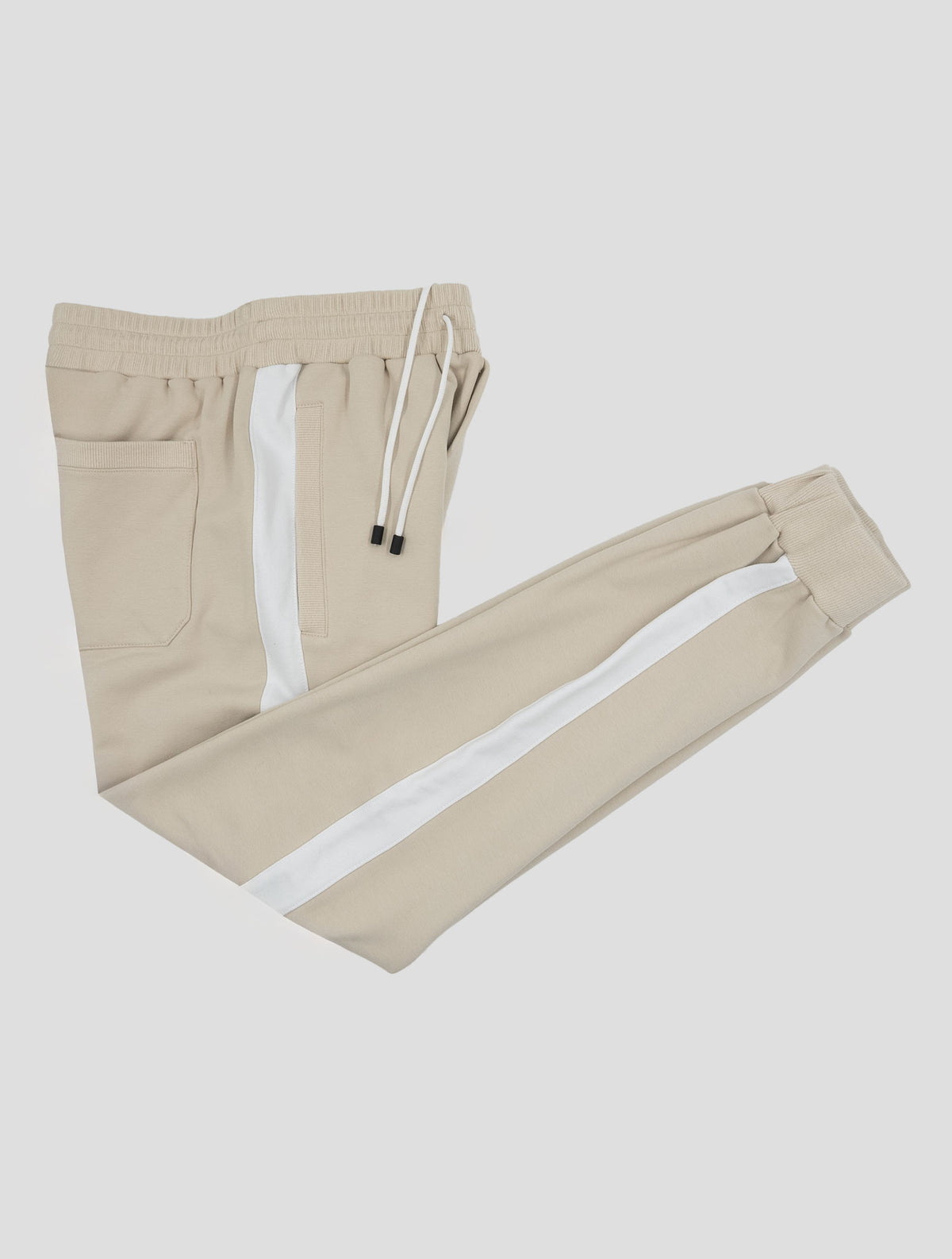 Kiton Beige White Cotton Pa Pu Jogging Pants