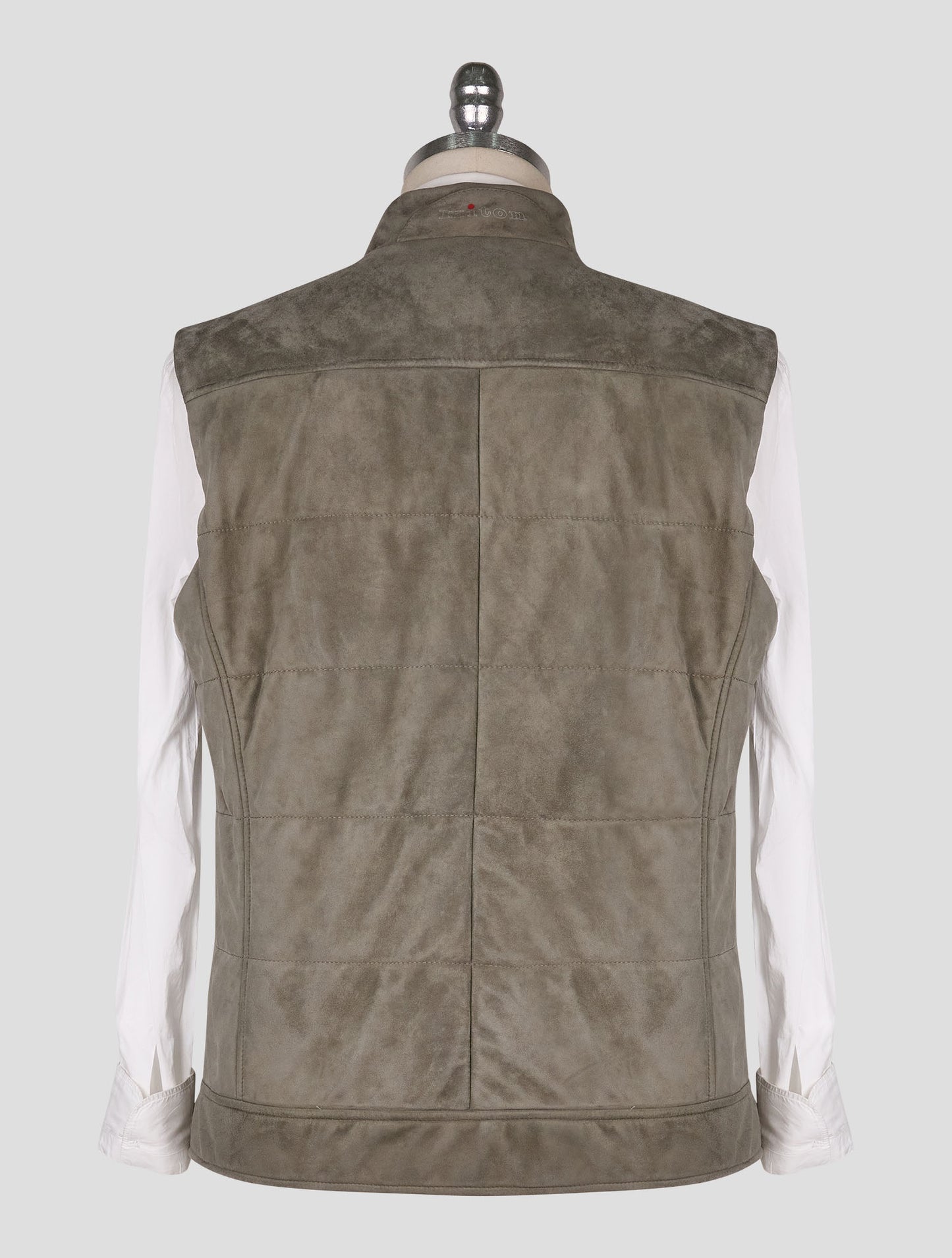 Kiton Green Leather Suede Gilet Coat