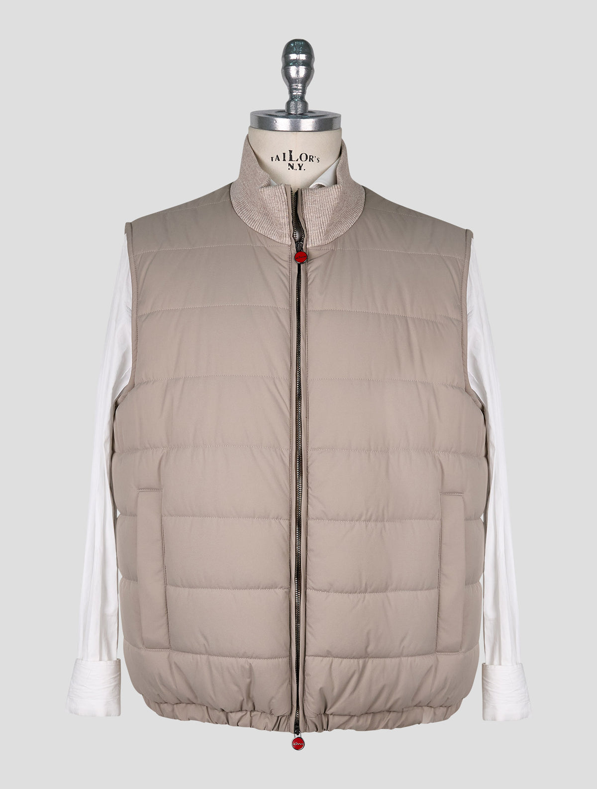 Kiton Taupe Pl Gilet Coat