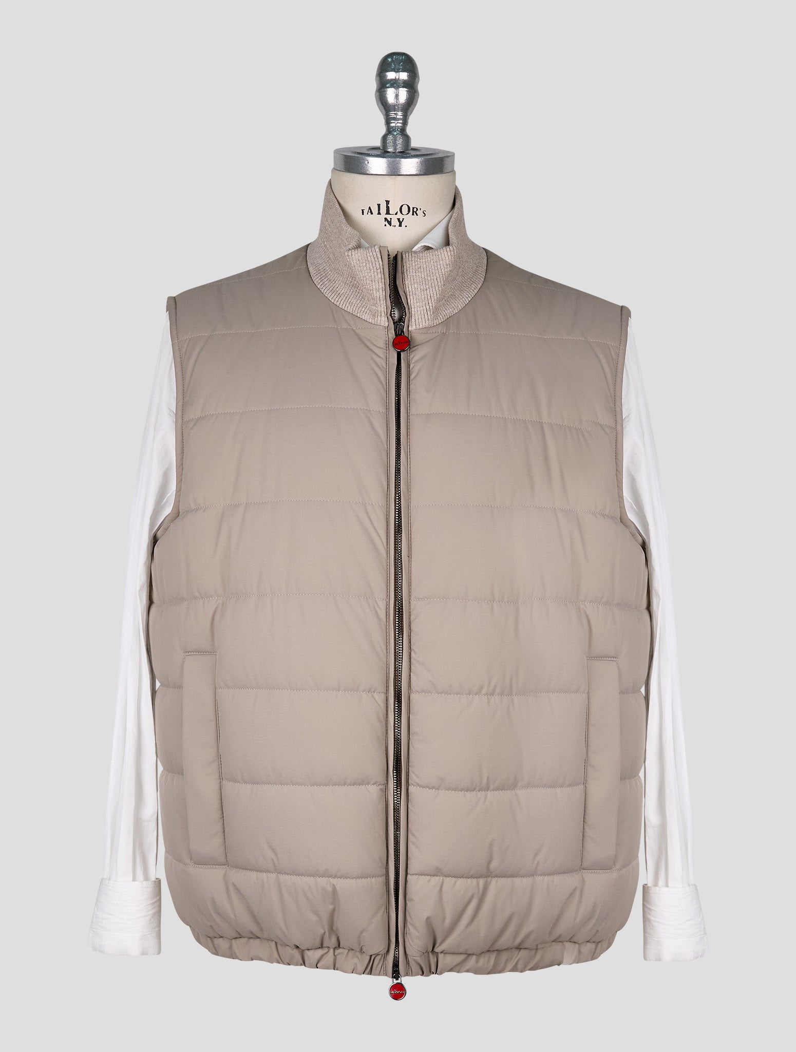 Kiton Taupe Pl Gilet Coat
