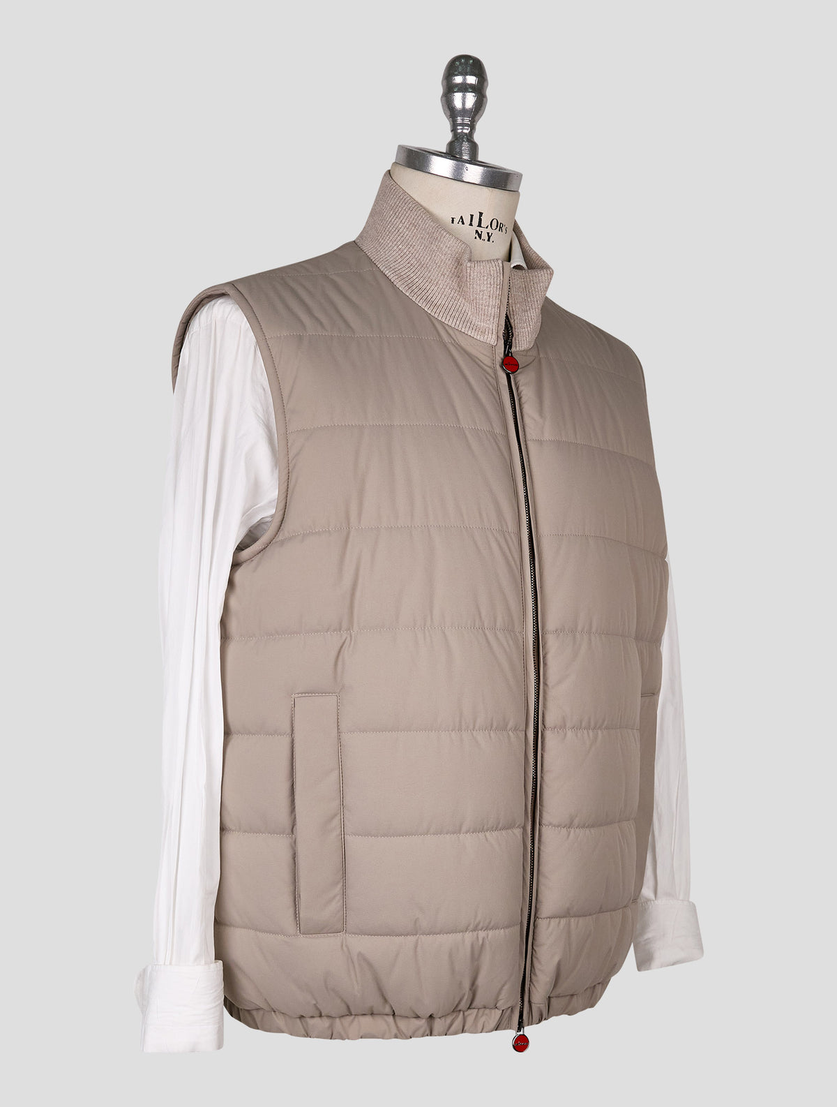 Kiton Taupe Pl Gilet Coat