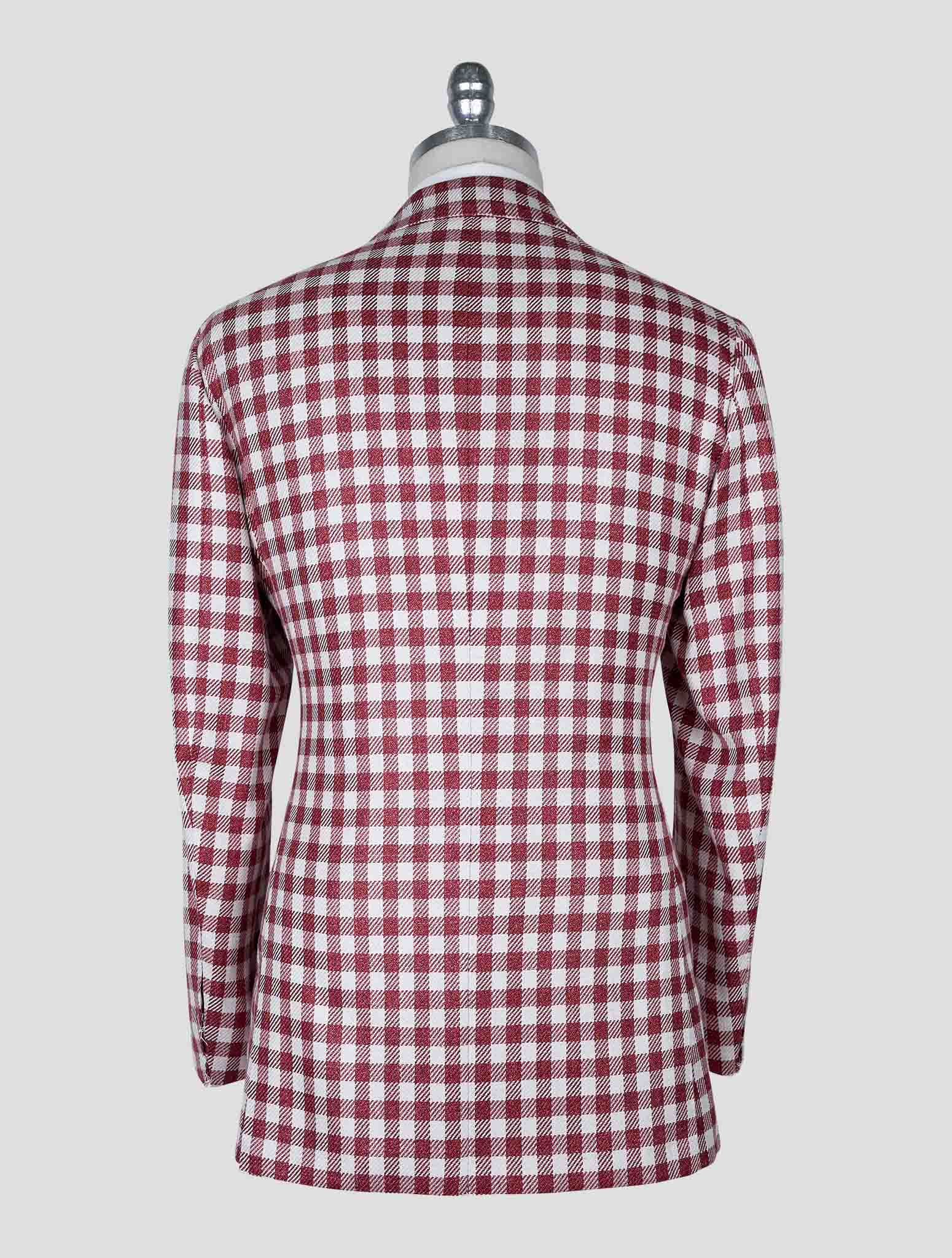 Kiton Red White Wool Cashmere Silk Linen Blazer
