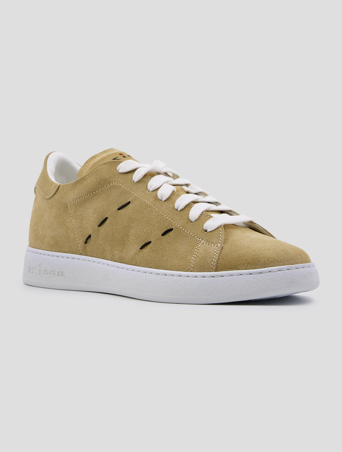 Kiton Beige Leather Suede Sneakers