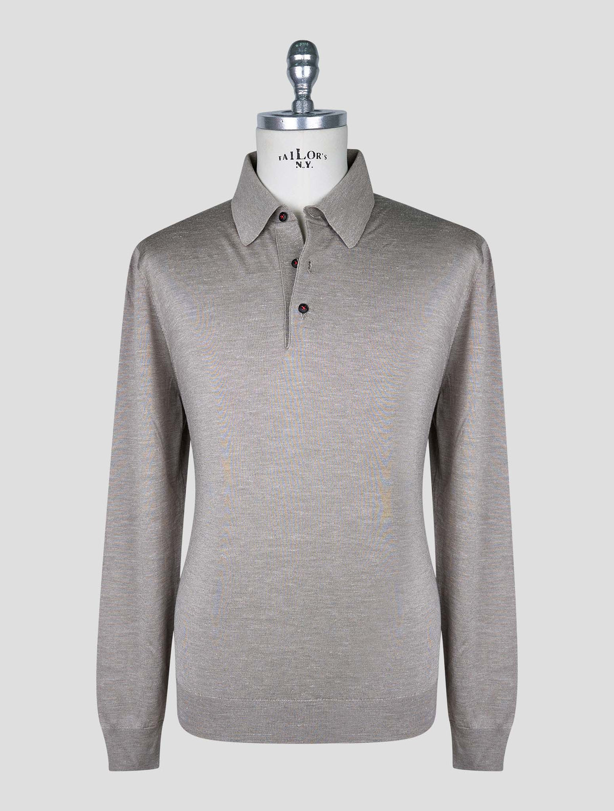 Kiton Beige Silk Cashmere Linen Sweater Polo