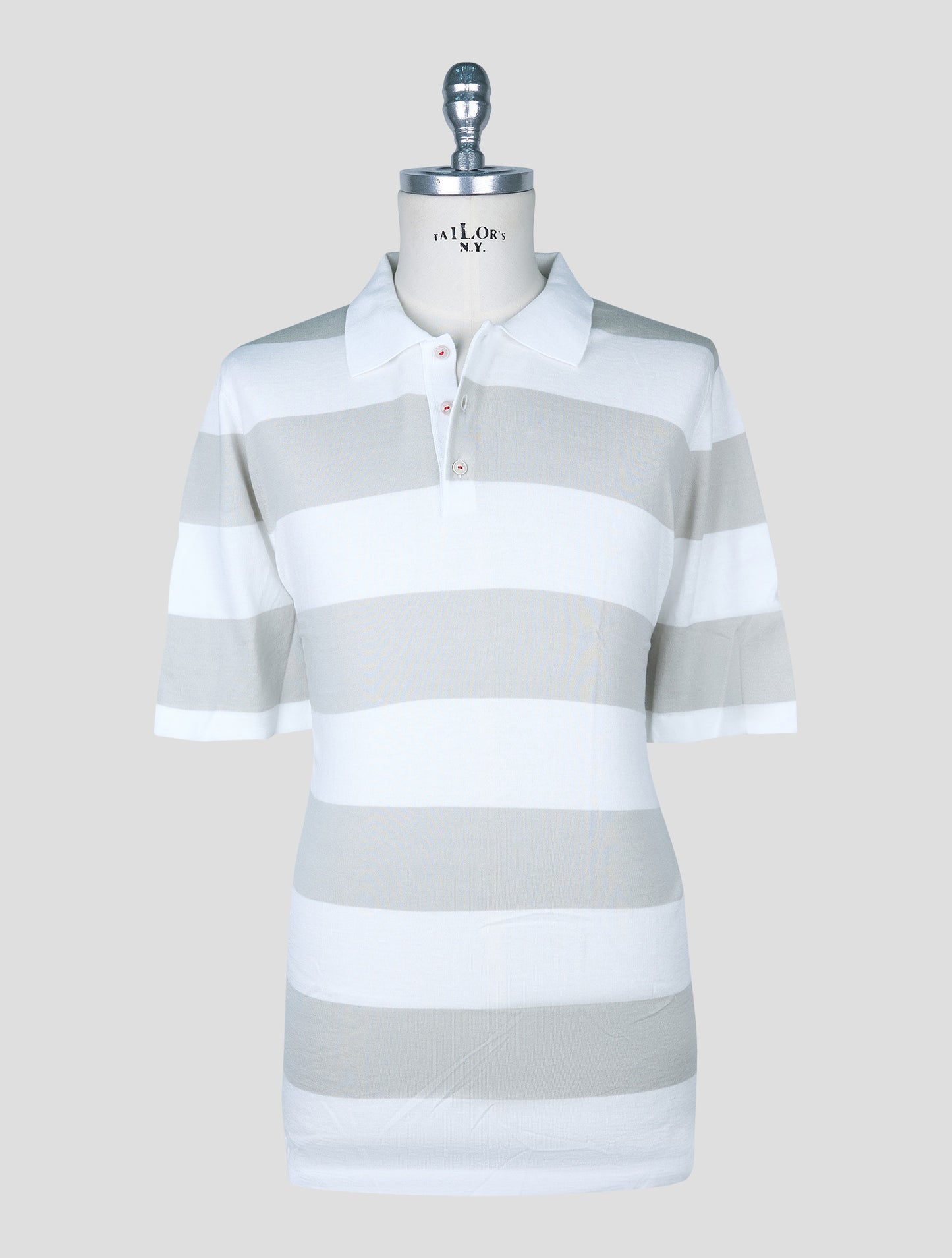 Kiton Beige White Cotton Polo