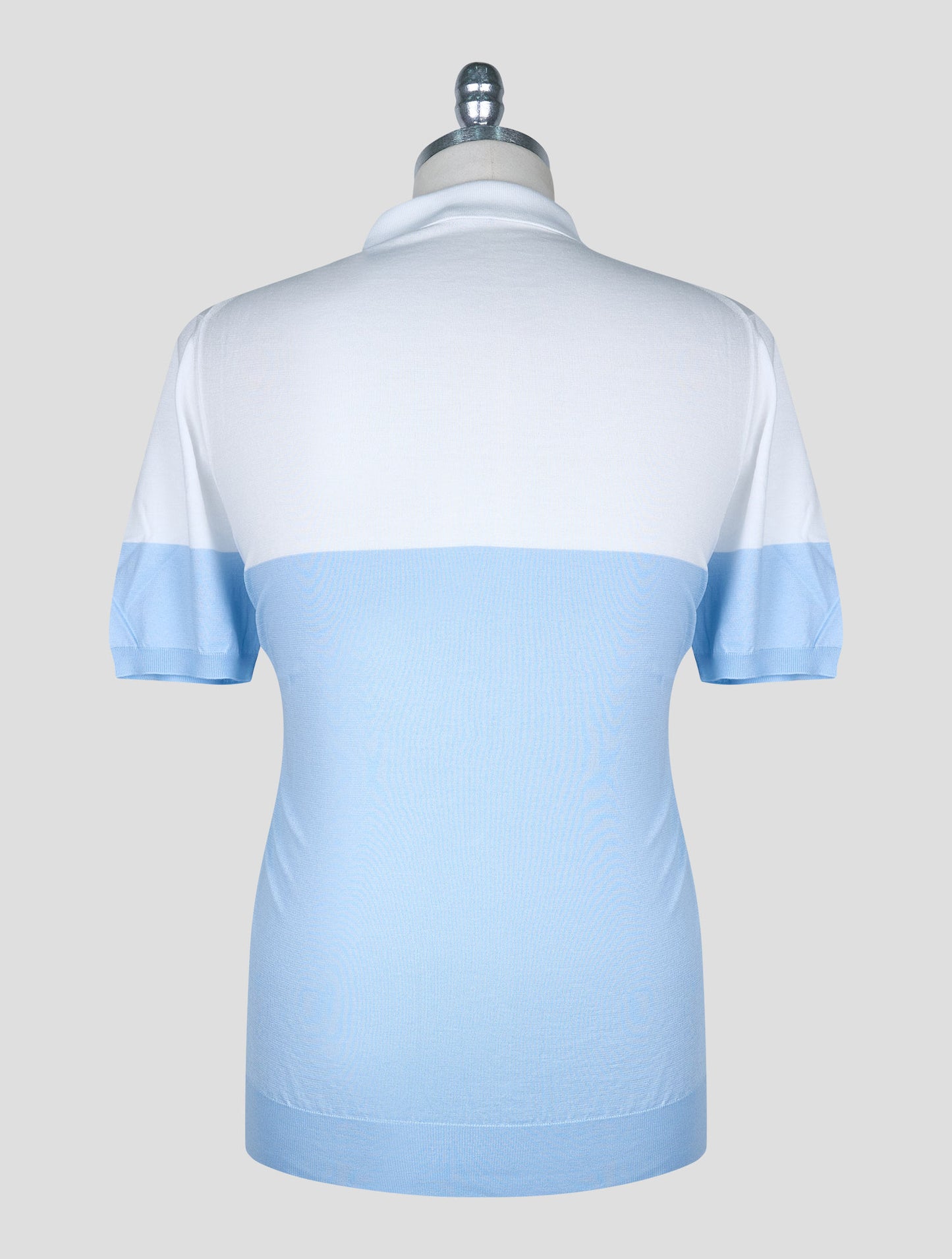 Kiton Light Blue White Cotton Polo