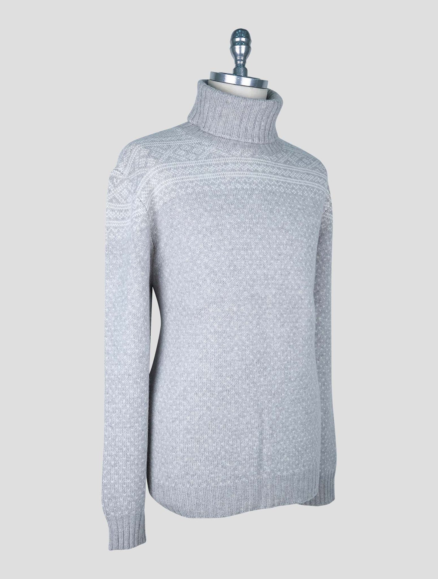 Kiton Gray White Cashmere Sweater Turtleneck