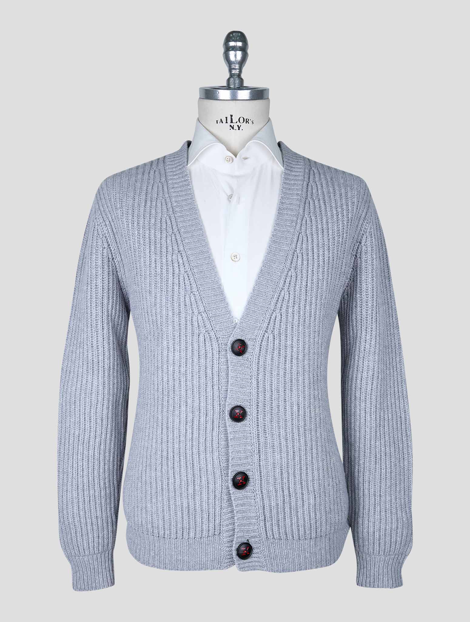 Kiton Gray Cotton Cardigan