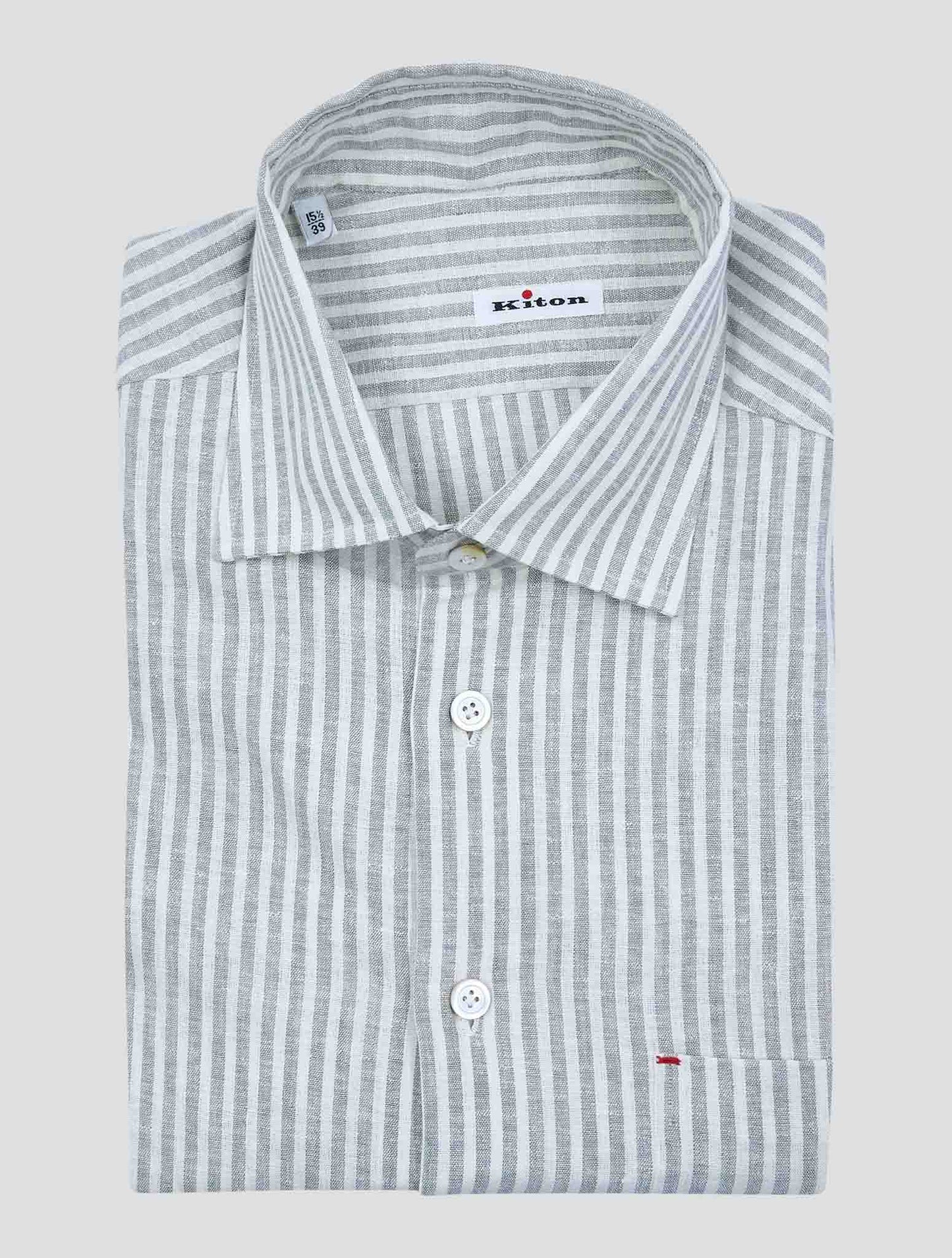 Kiton Gray White Linen Pl Ea Shirt Nerano