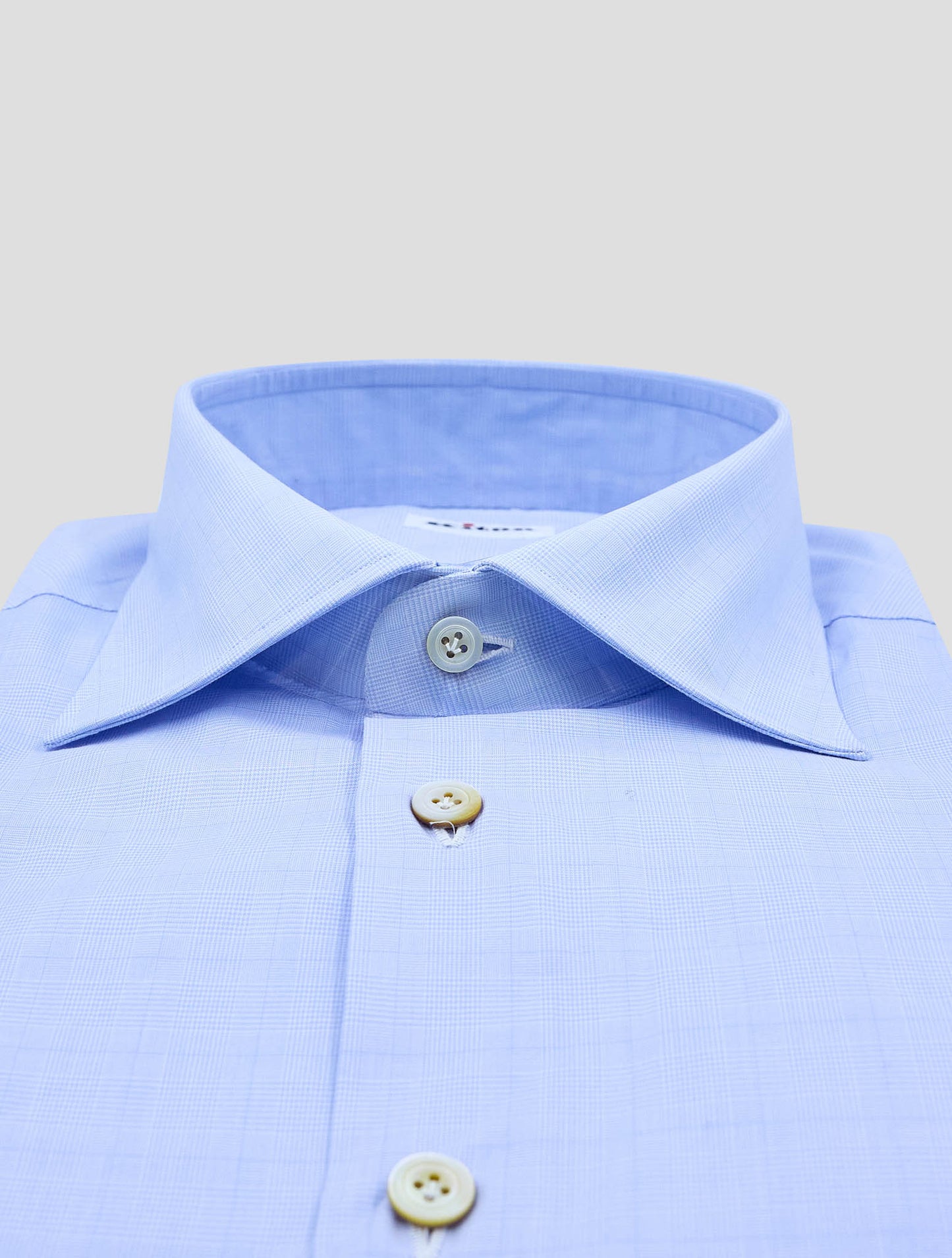 Kiton Light Blue White Cotton Shirt
