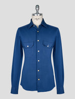 Kiton Blue Cotton Ea Shirt