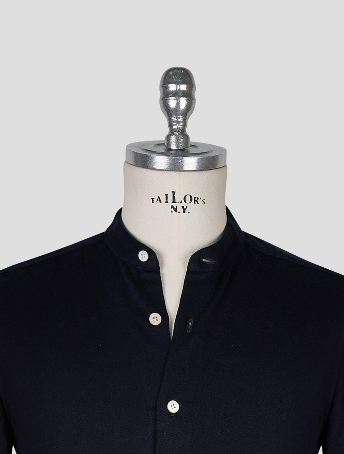 Kiton Dark Blue Cotton Cashmere Korean Shirt