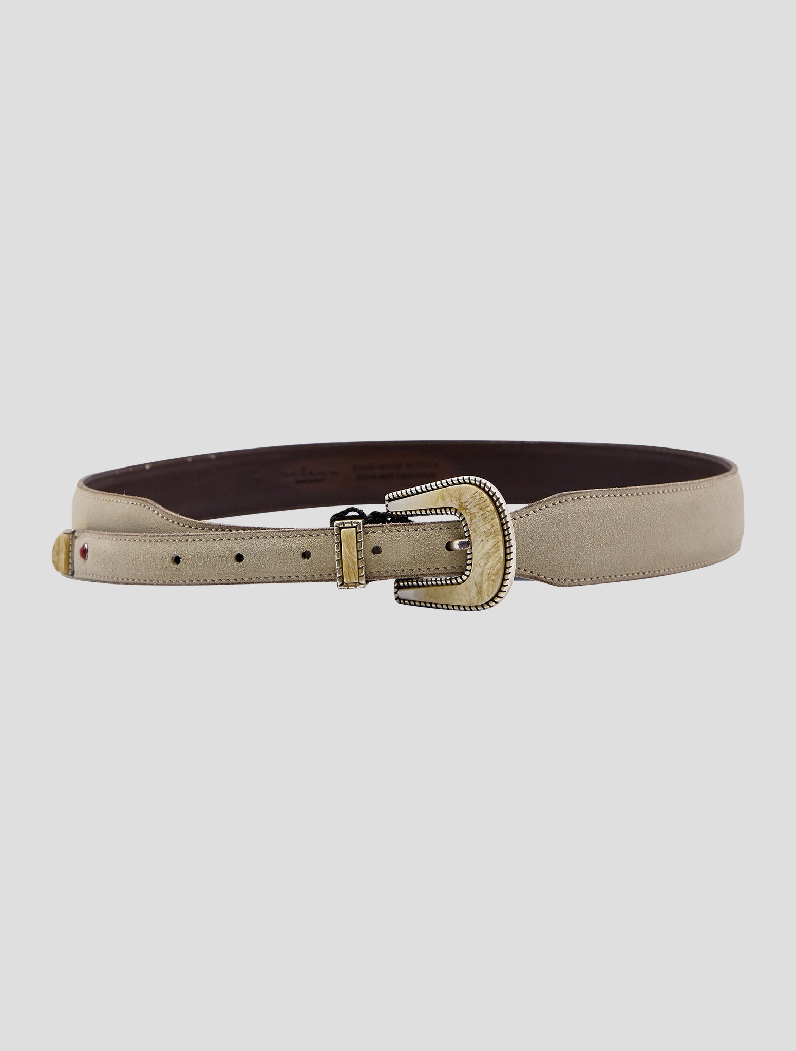 Kiton Light Beige Leather Suede Belt