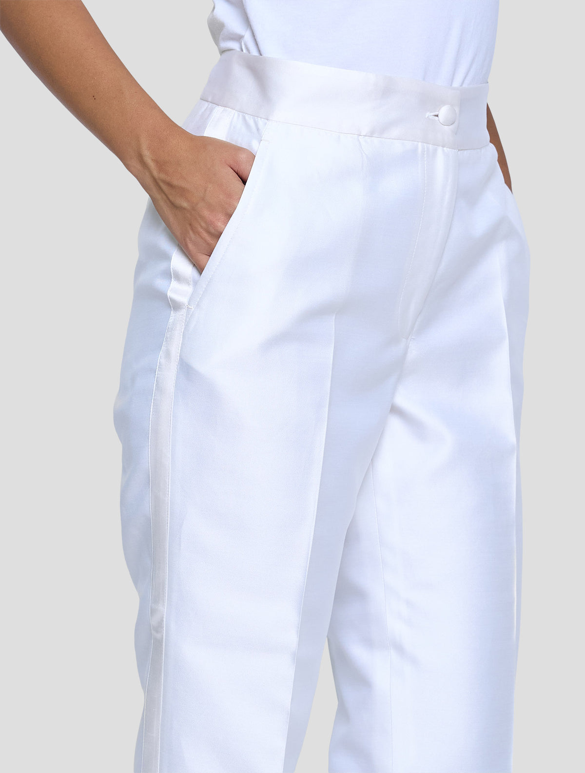 Kiton White Cotton Silk Pants Women
