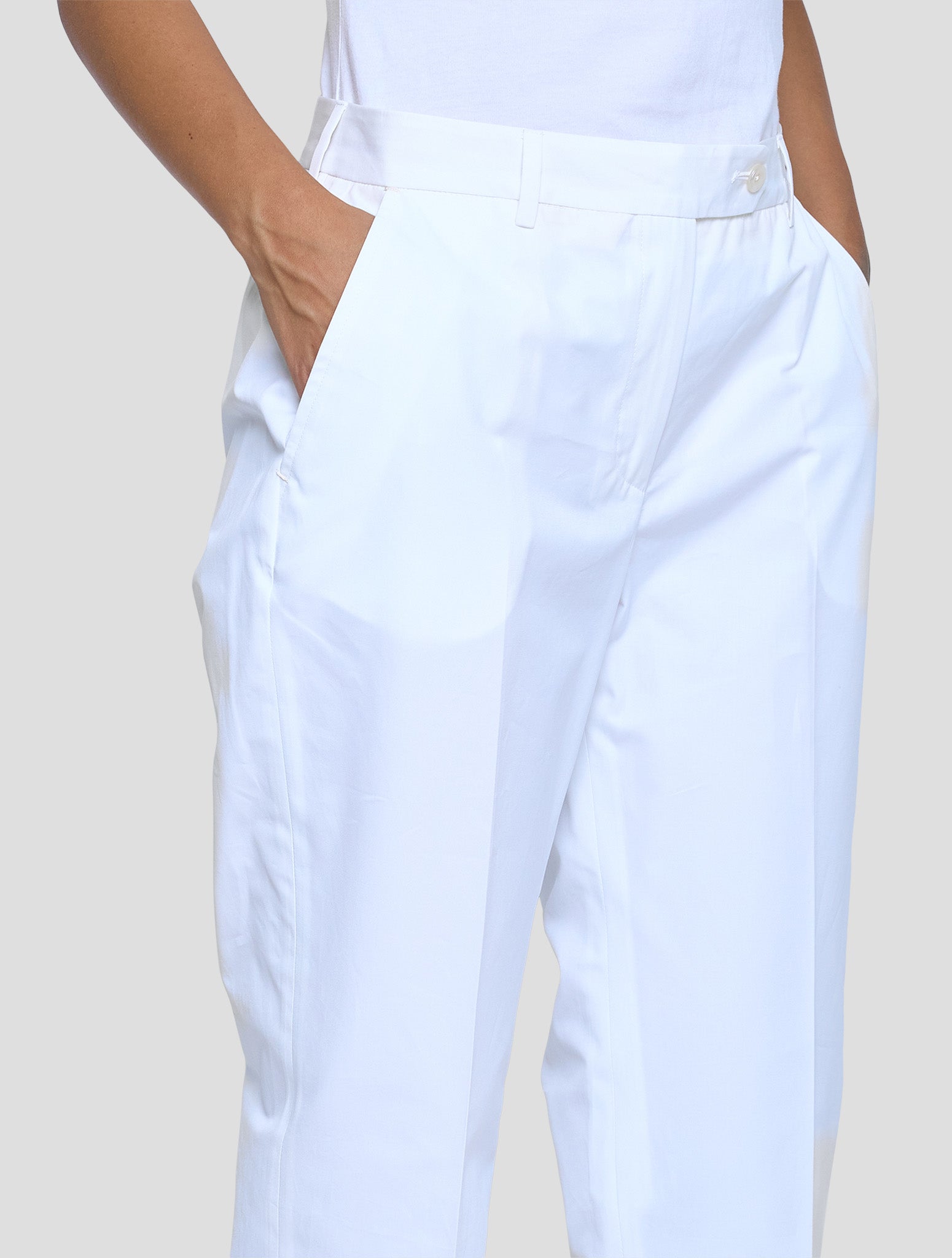 Kiton White Cotton Pants Women