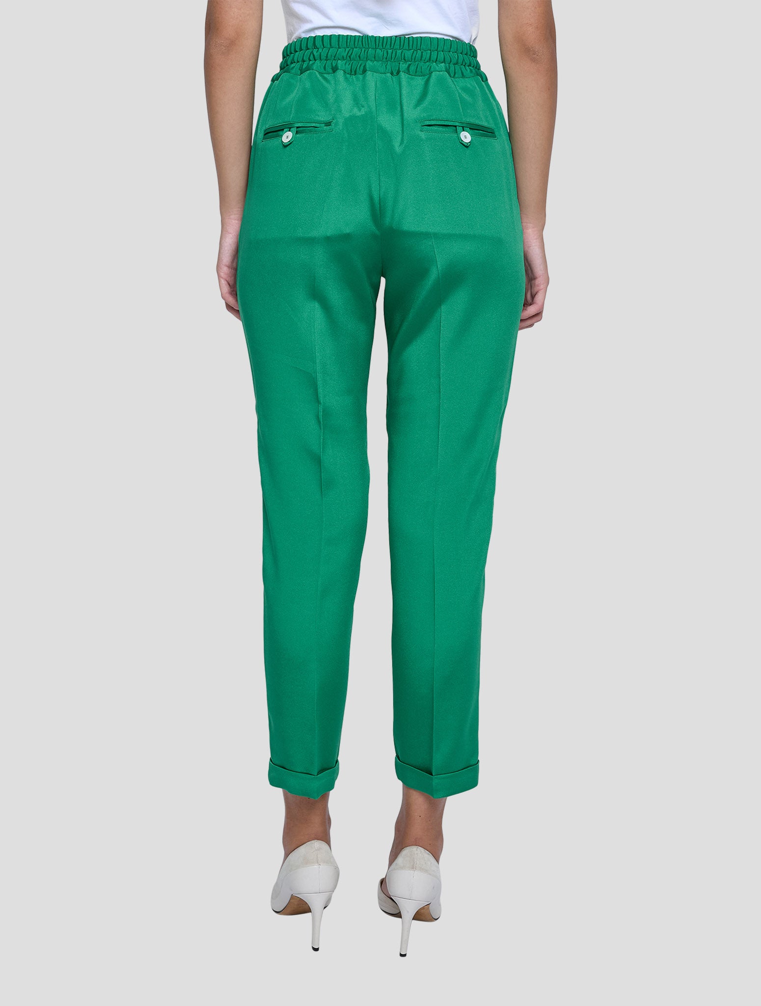 Kiton Green Silk Ea Pants Women