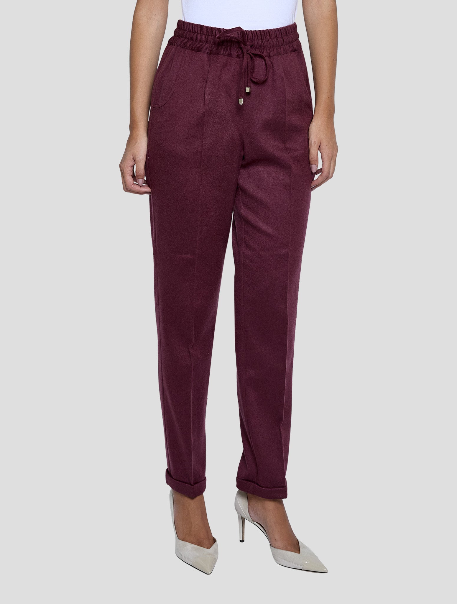 Kiton Burgundy Cashmere Ea Pants Women