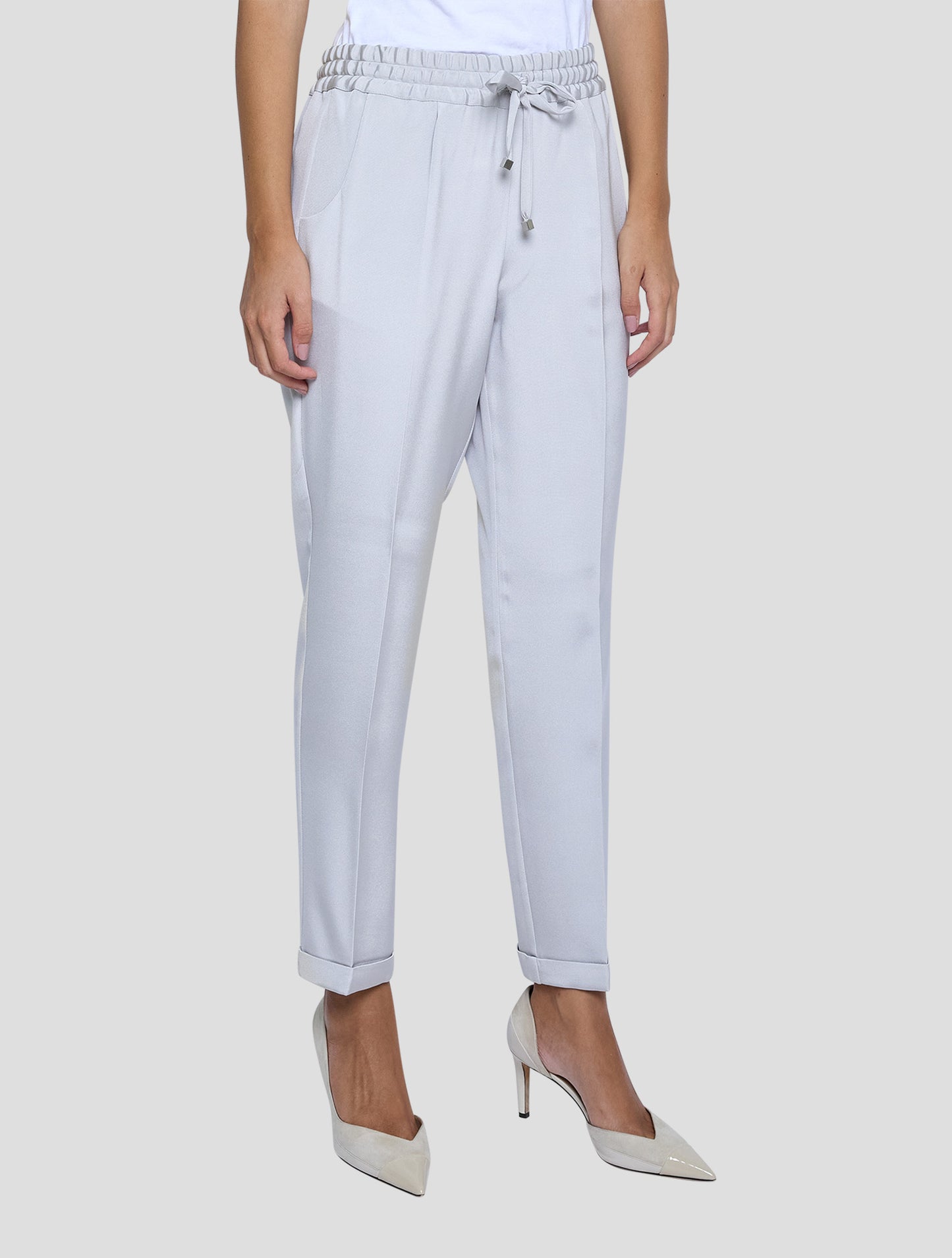 Kiton Gray Silk Ea Pants Women