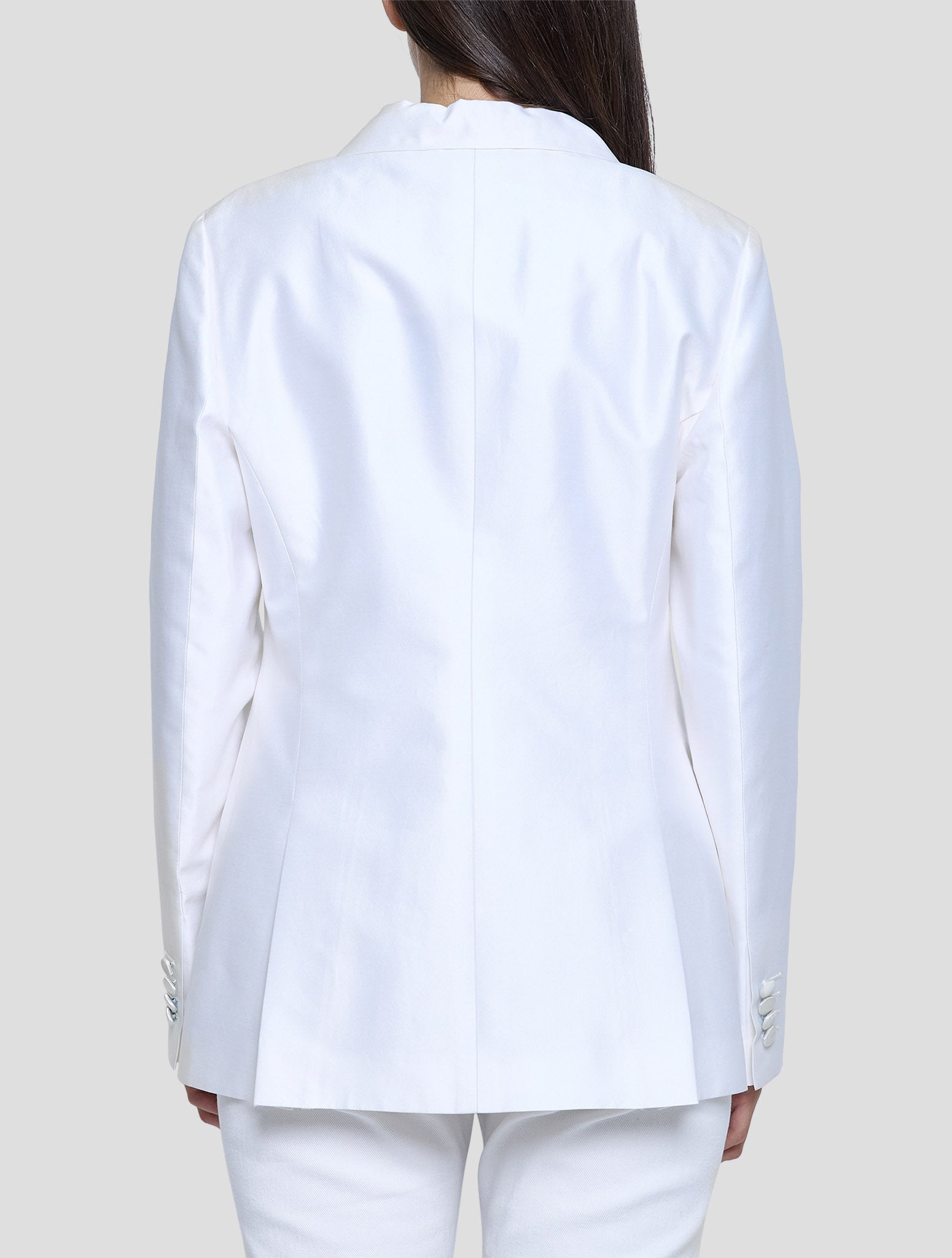 Kiton White Cotton Silk Blazer Women