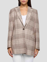 Kiton Brown Silk Cashmere Blazer Women