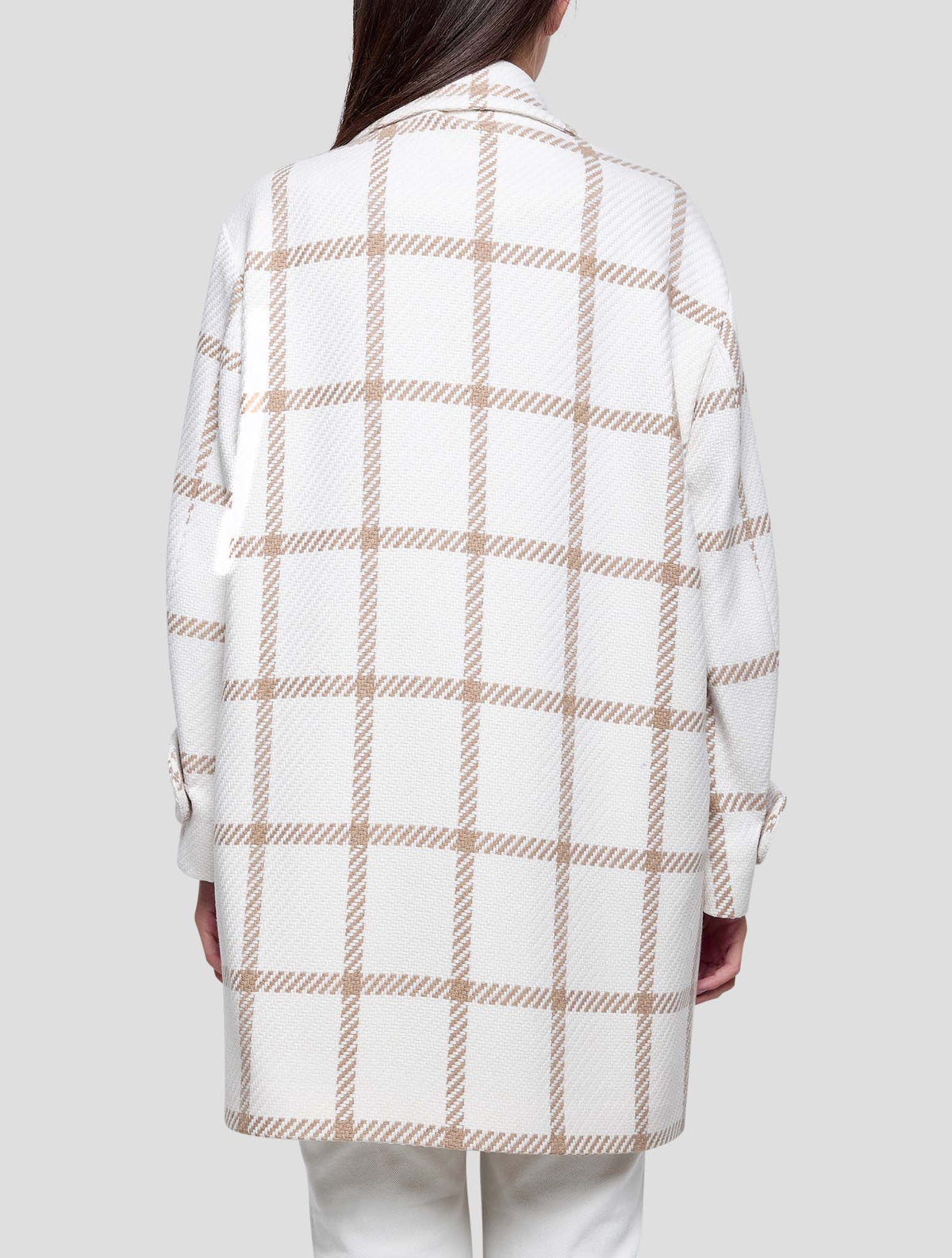 Kiton Beige White Cashmere Overcoat Women