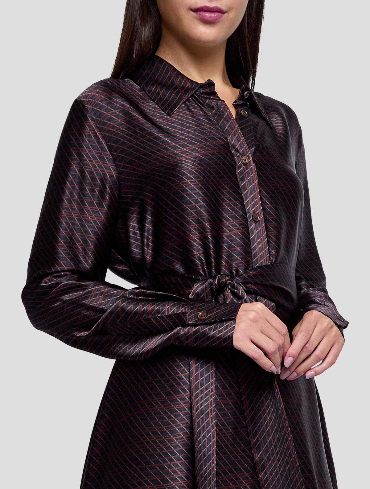 Kiton Brown Blue Silk Dress Women