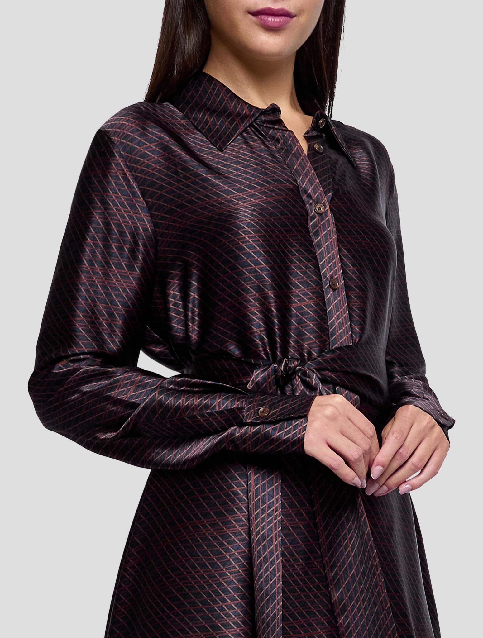 Kiton Brown Blue Silk Dress Women