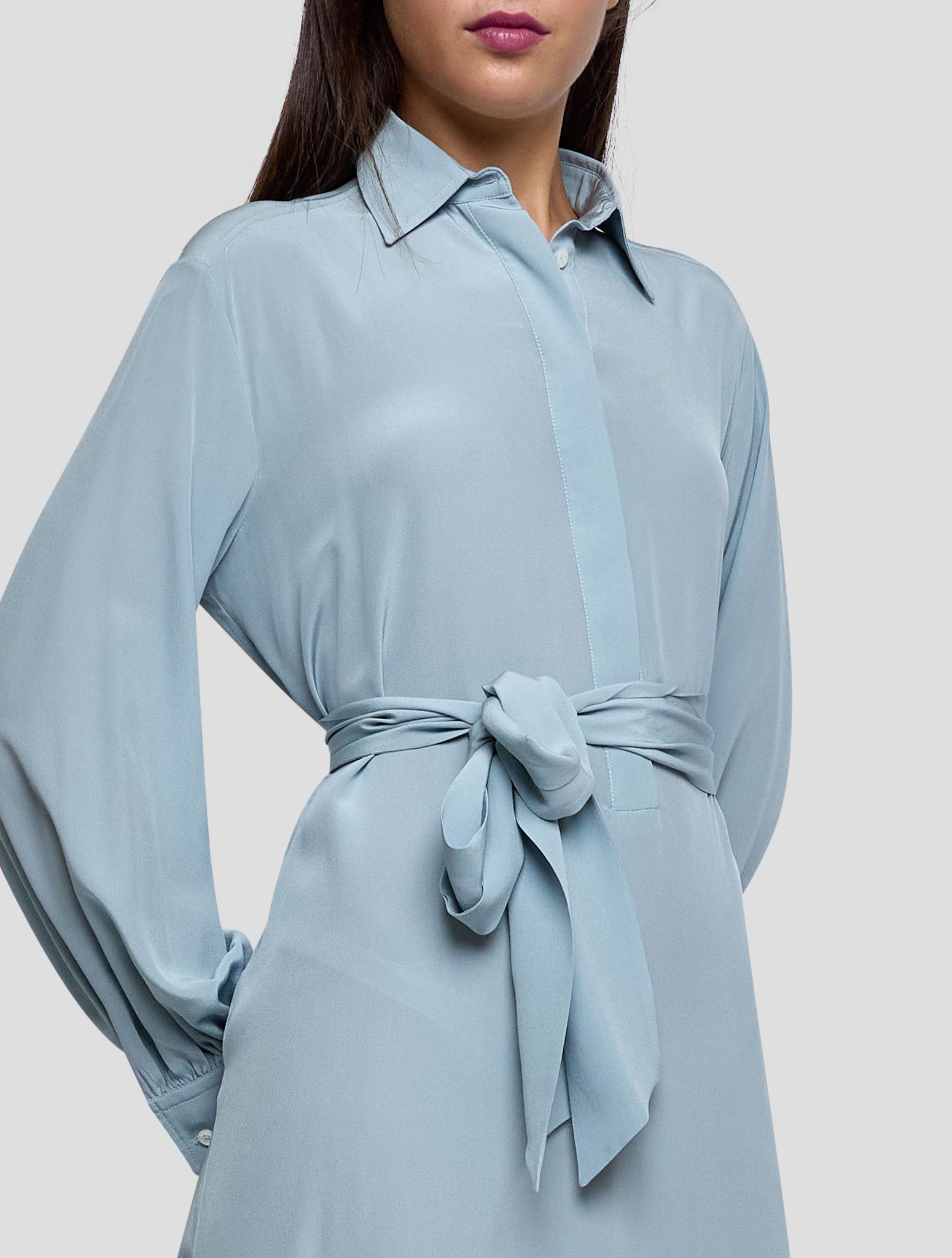 Kiton Light Blue Silk Dress Women