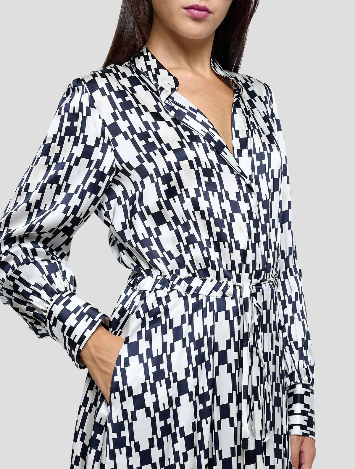 Kiton Blue White Silk Dress Women