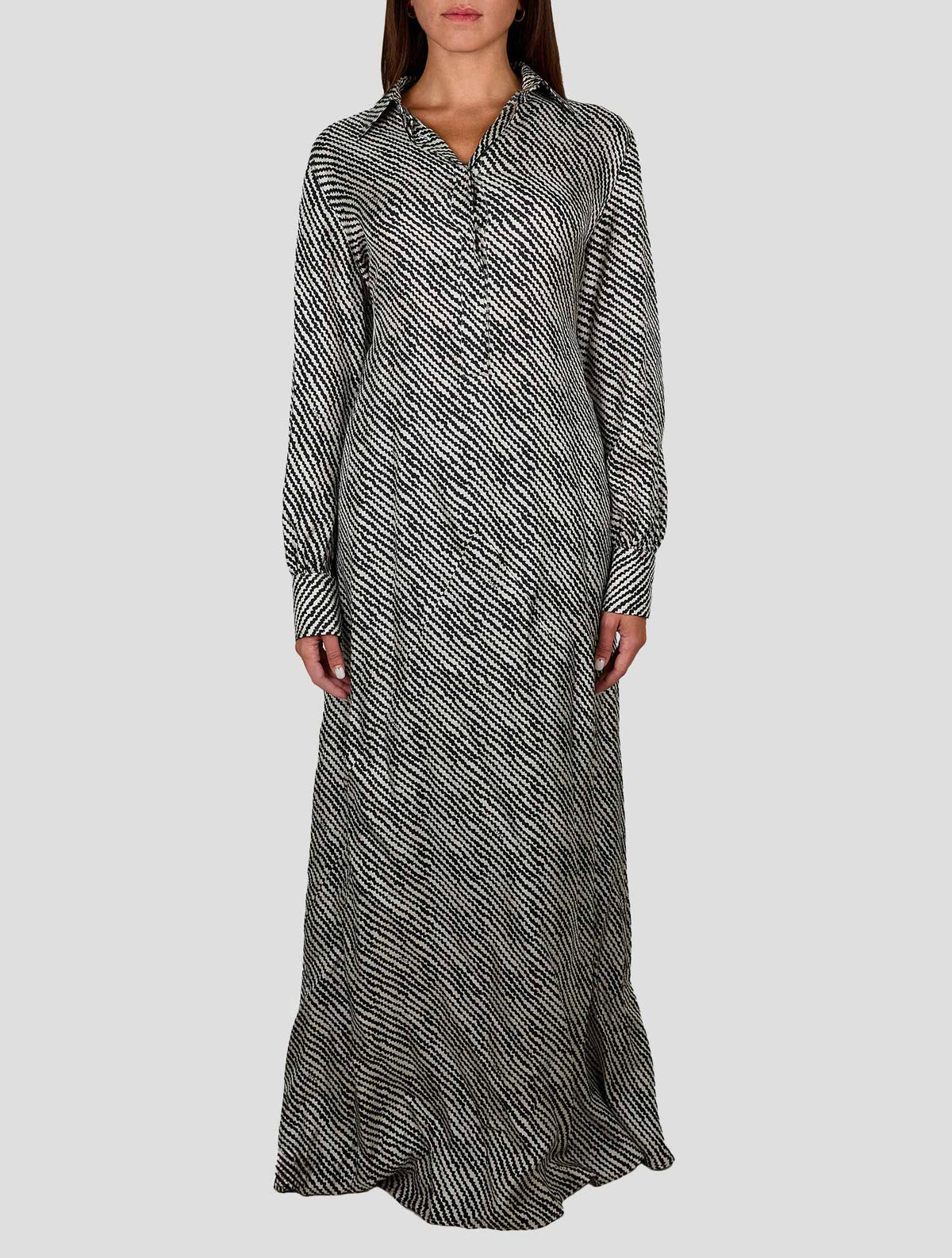 Kiton Black White Silk Dress Women