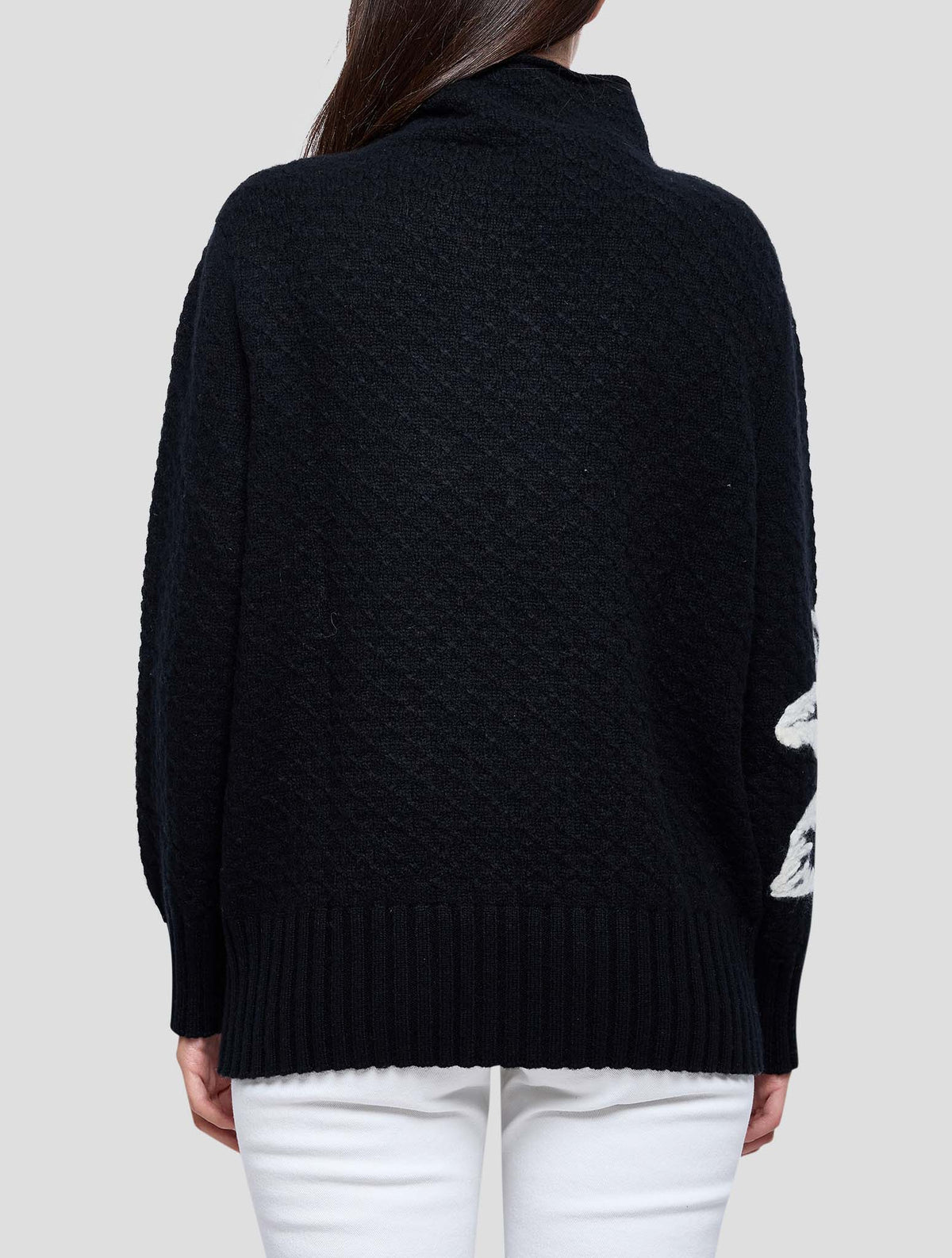Kiton Black White Cashmere Sweater Turtleneck Women