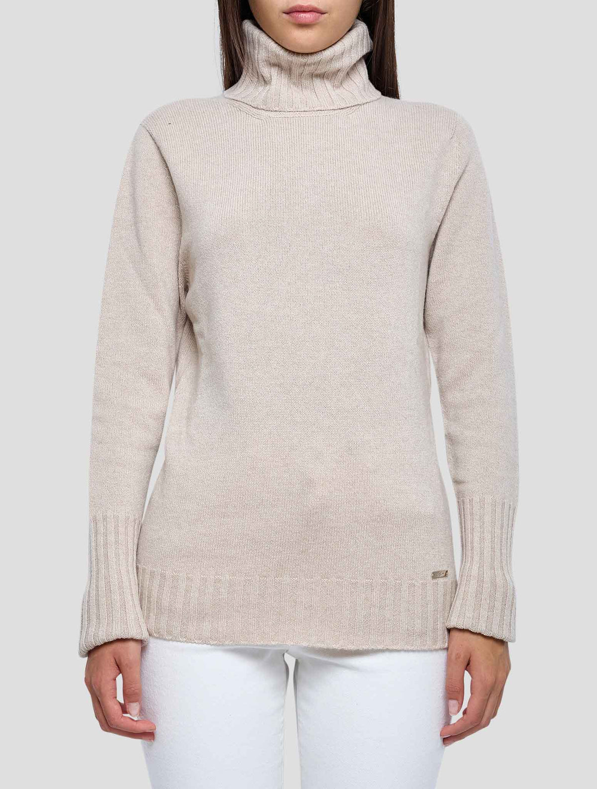 Kiton Beige Cashmere Sweater Turtleneck Women