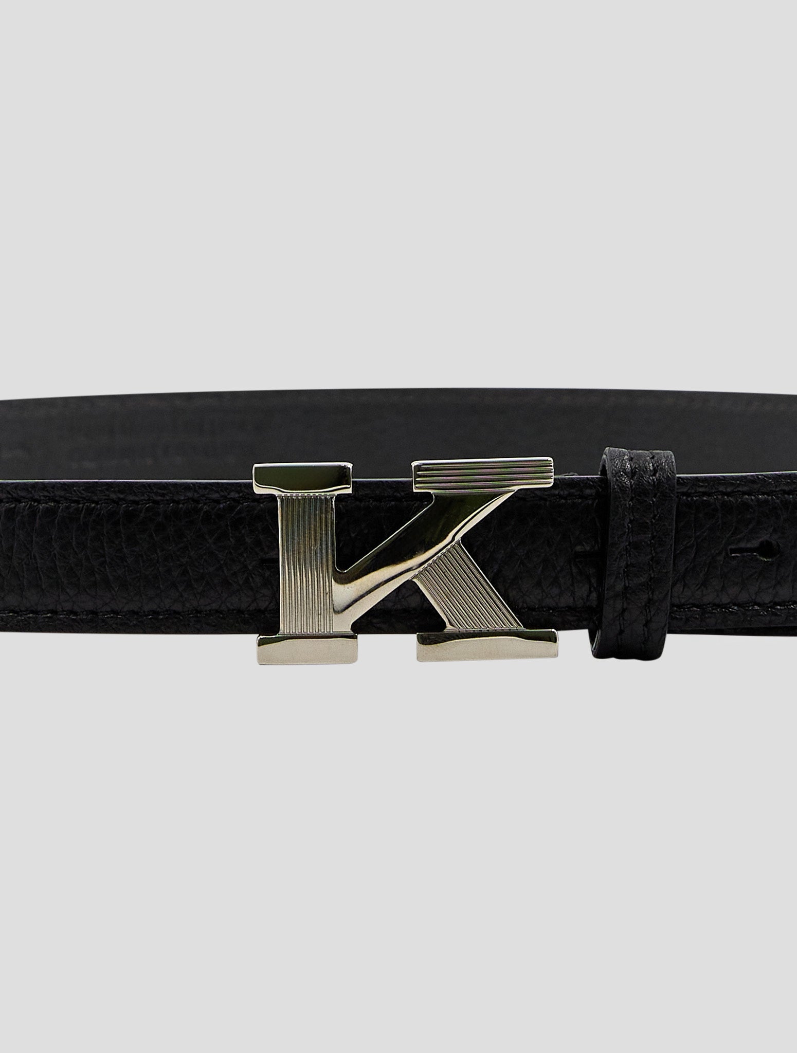 Kiton Black Leather Deer Belt Women
