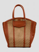 Kiton Beige Brown Viscose Cotton Bag Women