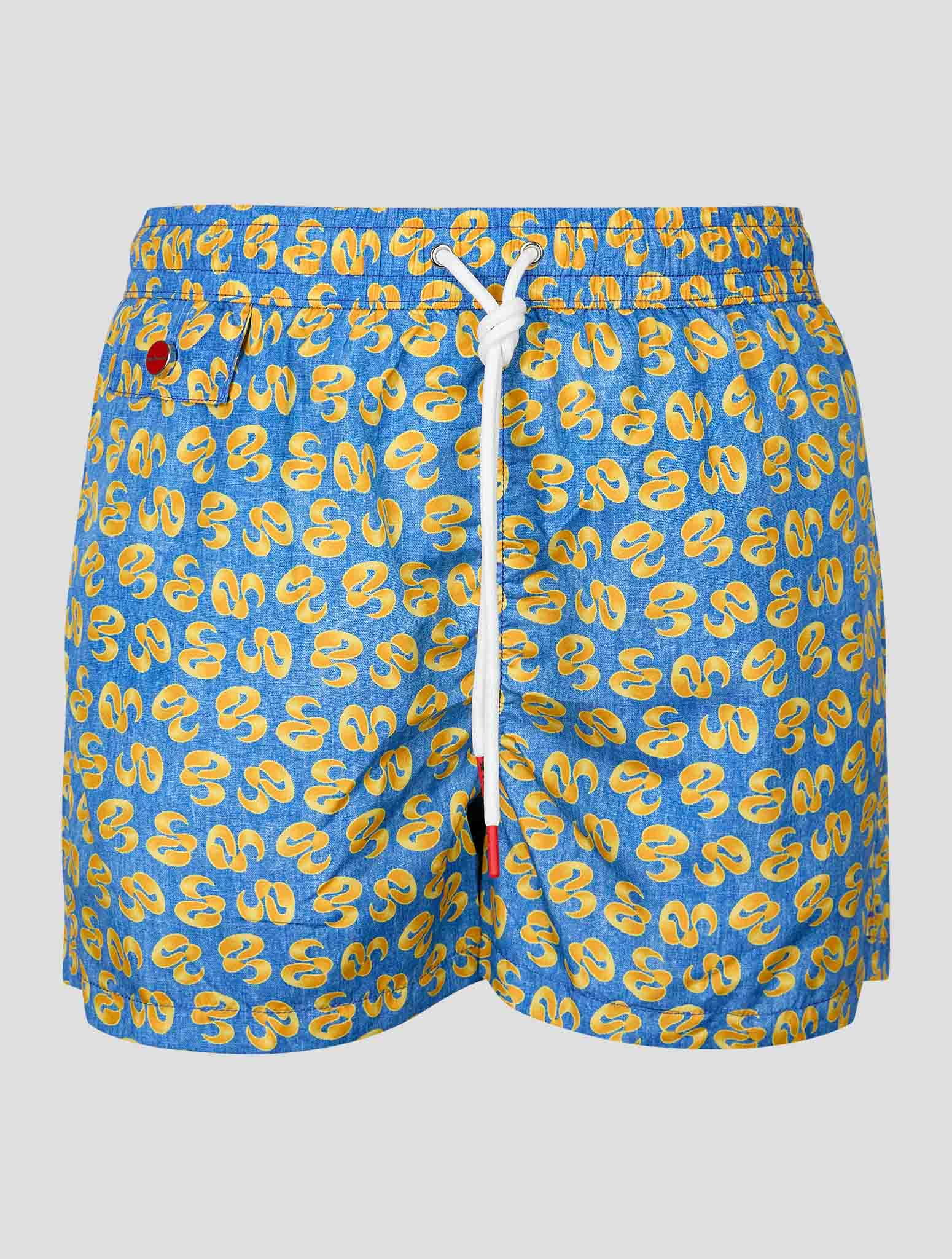 Kiton Light Blue Yellow Pl Swim Trunks