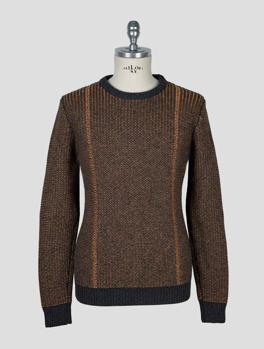 Kiton Orange Gray Cashmere Sweater Crewneck