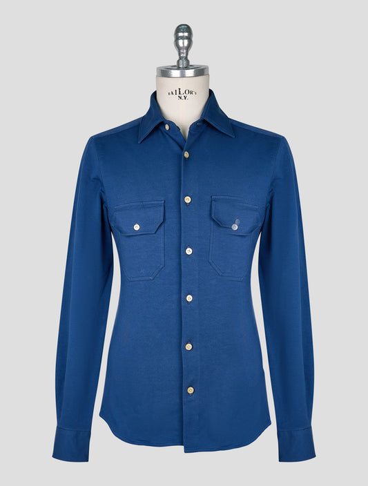 Kiton Blue Cotton Ea Shirt