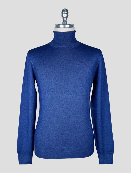 Kiton Blue Wool Sweater Turtleneck