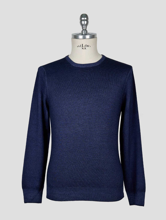 Kiton Blue Wool Sweater Crewneck