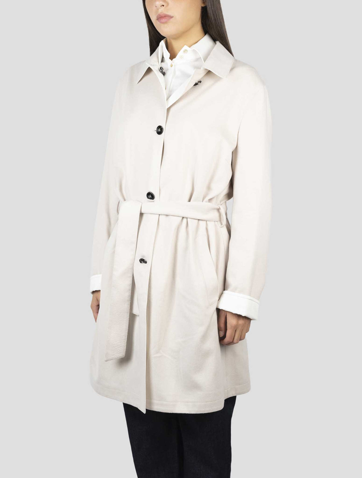 Kiton Beige Cashmere Pl Reverse Overcoat