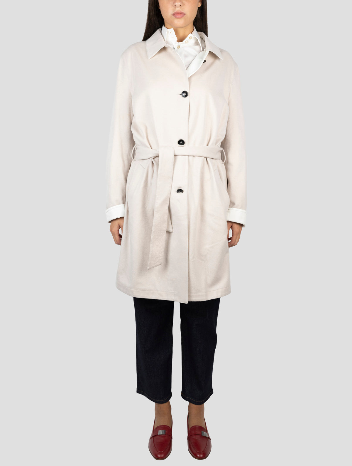 Kiton Beige Cashmere Pl Reverse Overcoat