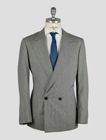 Kiton Knt Gray White Virgin Wool Suit