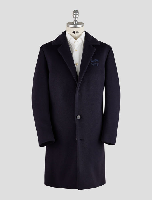 Kiton Knt Dark Blue Virgin Wool Pa Cashmere Overcoat