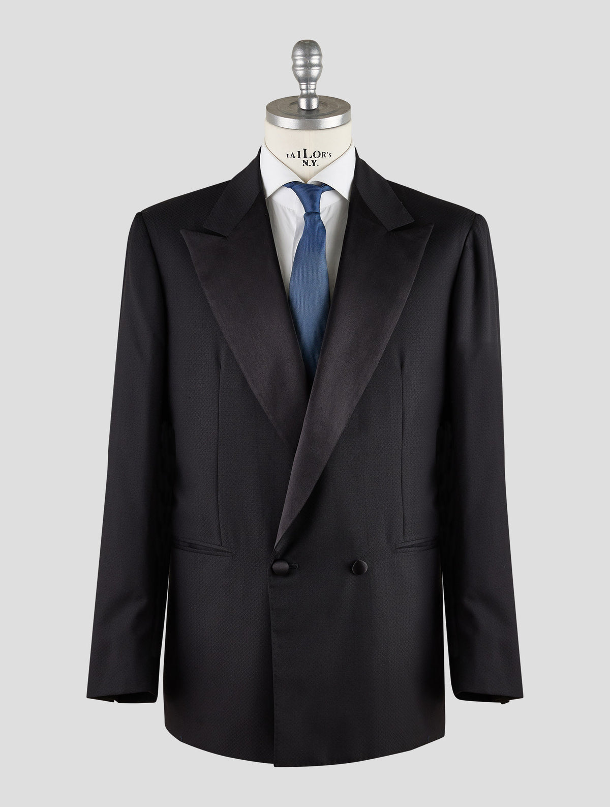 Kiton Knt Black Virgin Wool Silk Smoking Blazer