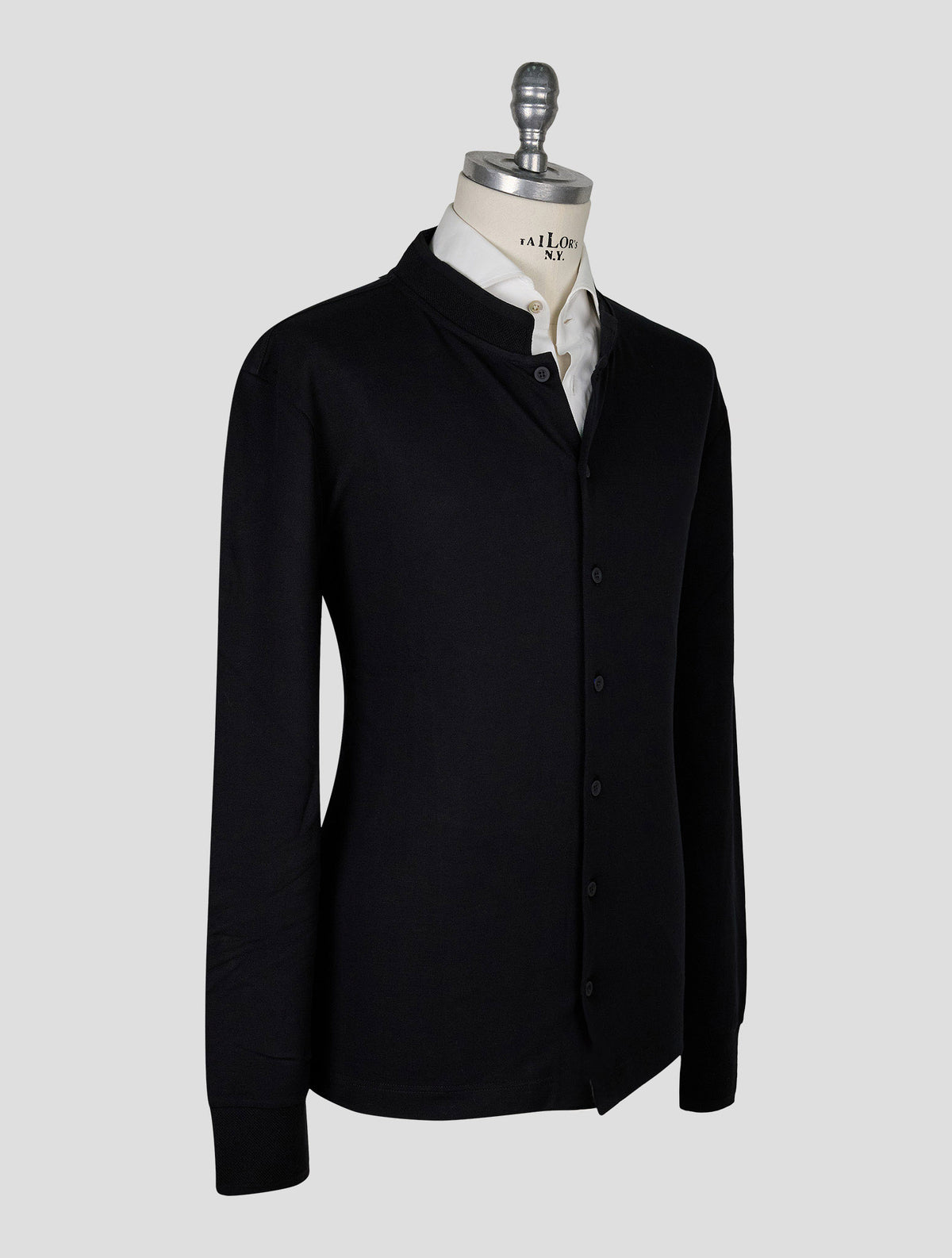 Kiton Knt Black Cotton Silk Cardigan