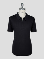 Kiton Knt Black Virgin Wool Silk Polo