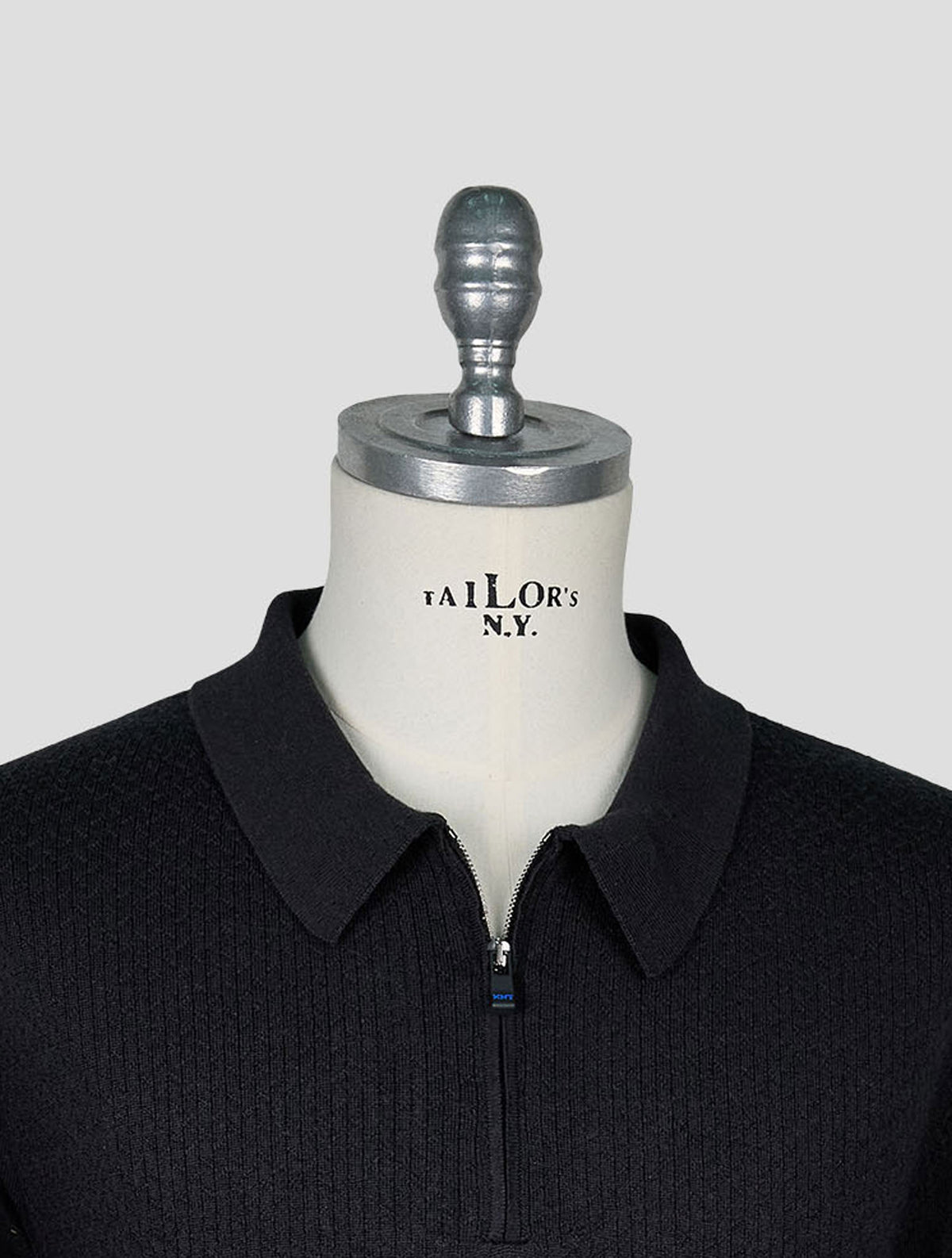 Kiton Knt Black Virgin Wool Silk Polo
