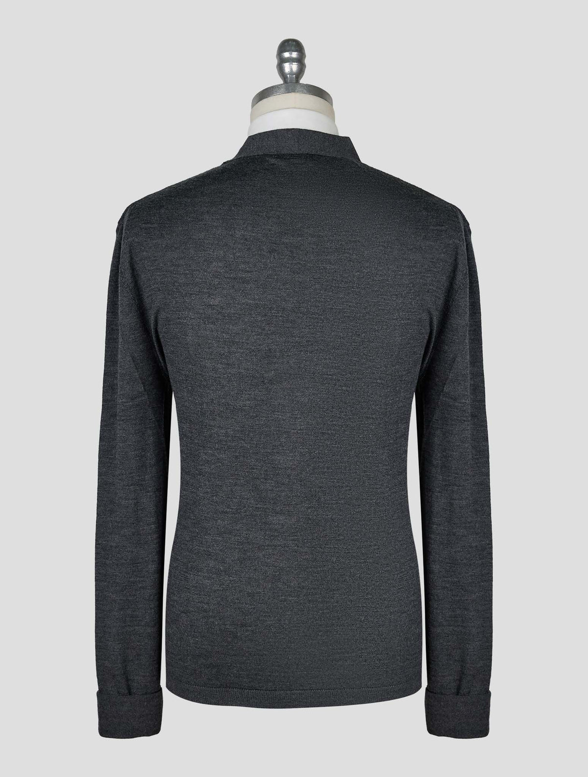 Kiton Knt Dark Gray Virgin Wool Silk Cardigan