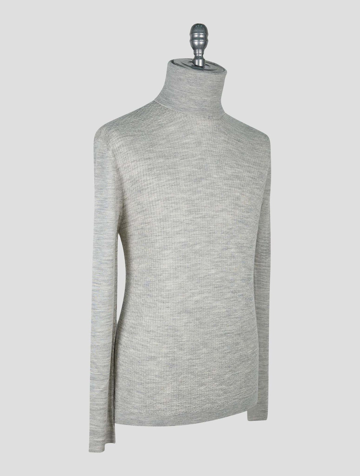 Kiton Knt Gray Virgin Wool Sweater Turtleneck